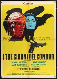 8m544 3 DAYS OF THE CONDOR Italian 1p '76 different art of Robert Redford & Faye Dunaway!