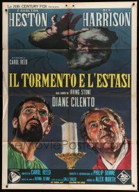 8m547 AGONY & THE ECSTASY Italian 1p '65 great art of Charlton Heston & Rex Harrison, Carol Reed!