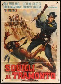 8m566 BUGLES IN THE AFTERNOON Italian 1p R62 Stefano art of Ray Milland attacking Native American!