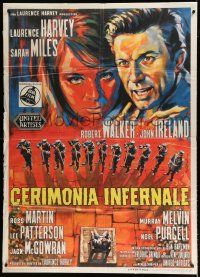8m570 CEREMONY Italian 1p '64 Colizzi art of Laurence Harvey, Sarah Miles & firing squad!