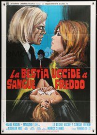 8m572 COLD-BLOODED BEAST Italian 1p '71 art of Klaus Kinski & sexy Margaret Lee by Franco!