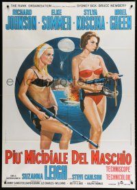 8m580 DEADLIER THAN THE MALE Italian 1p '67 art of sexy Elke Sommer & Koscina in bikinis w/ guns!