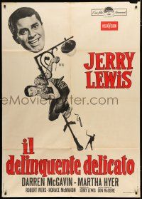 8m584 DELICATE DELINQUENT Italian 1p R60s wacky teen terror Jerry Lewis hanging from light post!