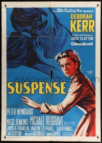 8m608 INNOCENTS Italian 1p '62 Deborah Kerr, Henry James English classic horror, cool Putzu art!