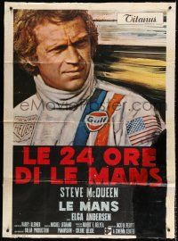 8m617 LE MANS Italian 1p '71 cool different close up art of race car driver Steve McQueen!