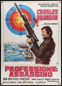 8m634 MECHANIC Italian 1p '72 great different Avelli art of Charles Bronson with sniper rifle!