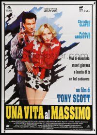 8m676 TRUE ROMANCE Italian 1p '93 Christian Slater, Patricia Arquette, written by Quentin Tarantino!