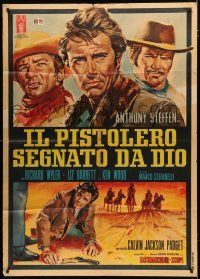 8m678 TWO PISTOLS & A COWARD Italian 1p '68 Il Pistolero segnato da Dio, spaghetti western art!