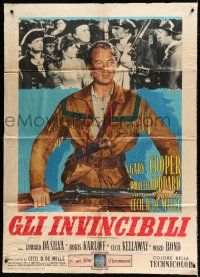 8m680 UNCONQUERED Italian 1p R56 different art of Gary Cooper in buckskin with rifle!