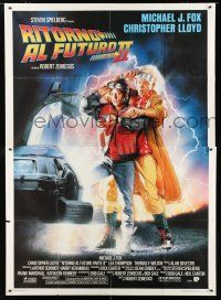 8m693 BACK TO THE FUTURE II Italian 2p '89 art of Michael J. Fox & Christopher Lloyd by Drew!