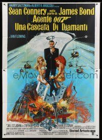 8m699 DIAMONDS ARE FOREVER Italian 2p '71 art of Sean Connery as James Bond by Robert McGinnis!