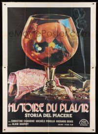 8m703 EROTIC SEX GAMES Italian 2p '77 art of sexy half-naked women reflected in wine glass!