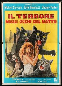 8m706 EYE OF THE CAT Italian 2p '70 best different Spagnoli art of evil felines attacking girl!