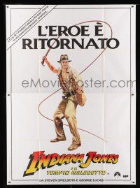 8m720 INDIANA JONES & THE TEMPLE OF DOOM Italian teaser 2p '84 full-length art of Harrison Ford!