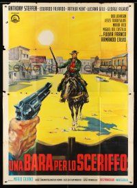 8m733 LONE & ANGRY MAN Italian 2p '65 cool spaghetti western art of Steffen on horse by A. Rena!