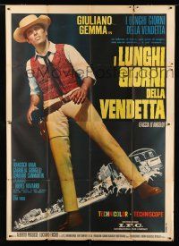 8m734 LONG DAYS OF VENGEANCE Italian 2p '66 full-length Fiorenzi art of cowboy Giuliano Gemma!