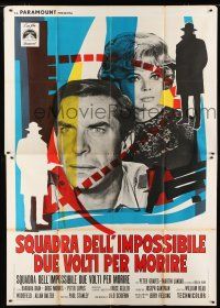 8m743 MISSION IMPOSSIBLE VS THE MOB Italian 2p '70 Peter Graves, Barbara Bain, cool spy artwork!