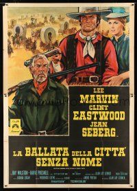 8m750 PAINT YOUR WAGON Italian 2p '70 different Colizzi art of Clint Eastwood, Marvin & Seberg!