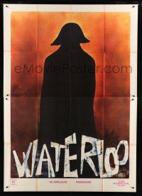 8m779 WATERLOO Italian 2p '70 silhouette art of Rod Steiger as Napoleon Bonaparte by Raffy!
