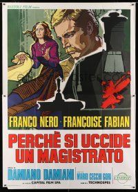 8m781 WHY DOES ONE KILL A MAGISTRATE? Italian 2p '74 art of Nero & Francoise Fabian by Cesselon!