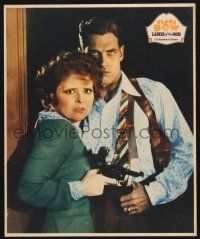 8m004 LADIES OF THE MOB jumbo LC '28 scared Clara Bow with gun standing with Richard Arlen!