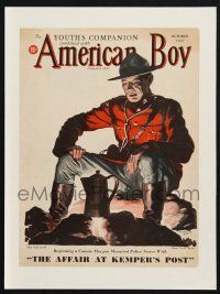 8m034 AMERICAN BOY magazine cover October 1937 art of Canadian Mountie by Manning de V. Lee!