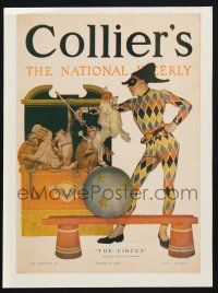 8m036 COLLIER'S magazine cover March 24, 1906 art of jester, poodle & monkies by Frank Leyendecker