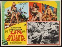 8m527 ONE MILLION YEARS B.C. Mexican LC '66 close up of sexy cavewoman Raquel Welch with skulls!