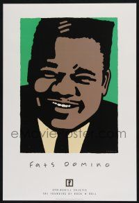 8m062 FATS DOMINO 2-sided 14x21 music poster '97 Schwab artwork of the legendary blues pianist!