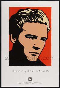 8m063 JERRY LEE LEWIS 2-sided 14x21 music poster '97 Schwab artwork of rock 'n' roll piano player!