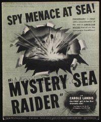 8m097 MYSTERY SEA RAIDER pressbook '40 Carole Landis, Henry Wilcoxon, spy menace at sea!