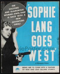 8m106 SOPHIE LANG GOES WEST pressbook '37 reformed jewel thief Gertrude Michael with gun!