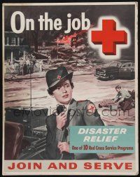 8m020 ON THE JOB DISASTER RELIEF special 15x19 '56 join the American Red Cross, John Gould art!