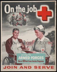 8m021 ON THE JOB SERVING THE ARMED FORCES special 15x19 '56 American Red Cross, John Gould art!