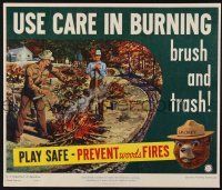 8m024 USE CARE IN BURNING special 14x17 '57 Smokey the Bear says to play safe, Harry Rossoll art!