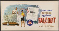 8m029 YOUR ONE DEFENSE AGAINST FALLOUT special 11x21 '59 wacky family fallout shelter art!