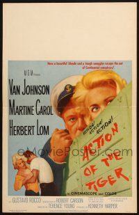 8m129 ACTION OF THE TIGER WC '57 Van Johnson & Martine Carol try to escape conspiracy!