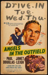 8m144 ANGELS IN THE OUTFIELD WC '51 Paul Douglas & sexy Janet Leigh, baseball!