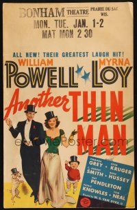 8m145 ANOTHER THIN MAN WC '39 art of William Powell & Myrna Loy with Nick Jr. & Asta the dog too!