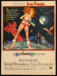 8m157 BARBARELLA WC '68 sexiest sci-fi art of Jane Fonda by Robert McGinnis, Roger Vadim!