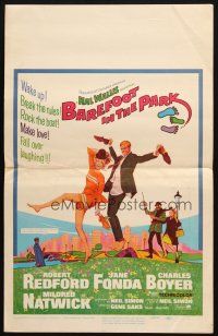 8m158 BAREFOOT IN THE PARK WC '67 McGinnis art of Robert Redford & Jane Fonda in Central Park!