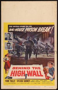 8m163 BEHIND THE HIGH WALL WC '56 the untold story of the big-house prison break, great art!