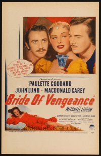 8m178 BRIDE OF VENGEANCE WC '49 art of sexy Paulette Goddard, John Lund, Macdonald Carey!