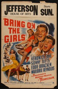 8m179 BRING ON THE GIRLS WC '44 Veronica Lake, Sonny Tufts & Eddie Bracken, sexy dancers!
