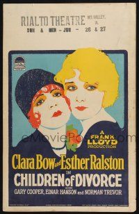 8m188 CHILDREN OF DIVORCE WC '27 great close up art of beautiful Clara Bow & Esther Ralston!