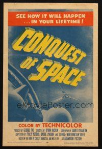 8m194 CONQUEST OF SPACE WC '55 George Pal sci-fi, see how it will happen in your lifetime!