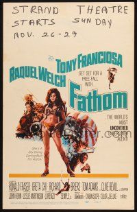 8m220 FATHOM WC '67 art of sexy nearly-naked Raquel Welch in parachute harness & action scenes!