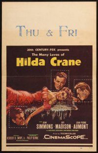 8m271 HILDA CRANE WC '56 sexy artwork of full-length reclining Jean Simmons between three men!