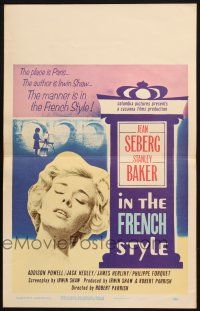 8m284 IN THE FRENCH STYLE WC '63 art of sexy Jean Seberg in Paris, written by Irwin Shaw!