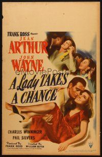 8m299 LADY TAKES A CHANCE WC '43 Jean Arthur moves west and falls in love with John Wayne!